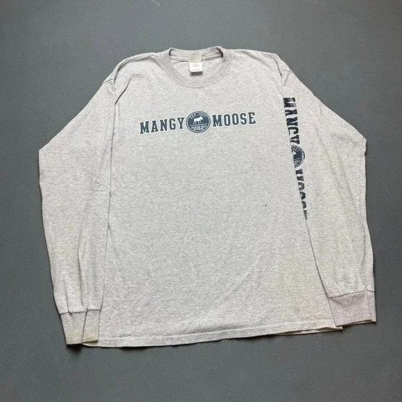Mangy Moose Jackson Hole Wyoming Long Sleeve Graphic Shirt Gray Size L - Picture 1 of 6